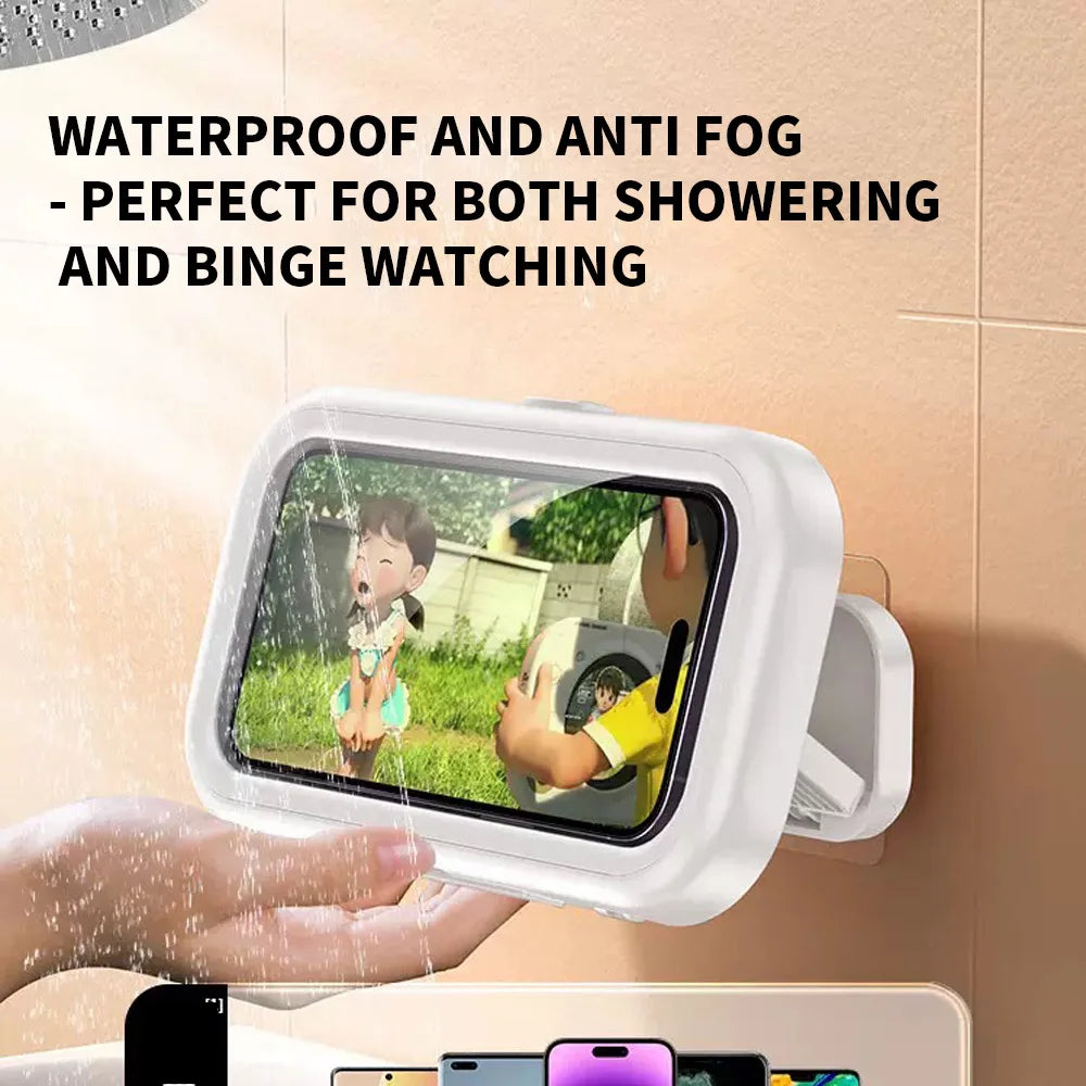 Transform Your Shower Experience with the 1PC Waterproof Phone Storage Box – Perfect for Watching TV Shows While You Shower!