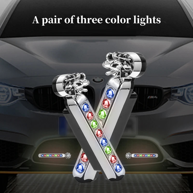 Illuminate Your Ride: 2Pcs Wind-Powered LED Daytime Running Light with Rotating Fan for Cars