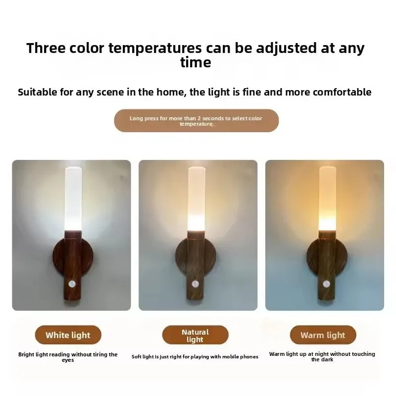 Illuminate Your Space with the Smart Motion Sensor LED Rechargeable Magnetic Wall Lamp - Perfect for Hallways, Bedrooms, Stairs, and Bathrooms!