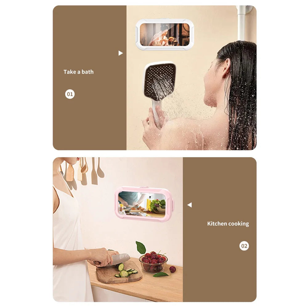 Transform Your Shower Experience with the 1PC Waterproof Phone Storage Box – Perfect for Watching TV Shows While You Shower!