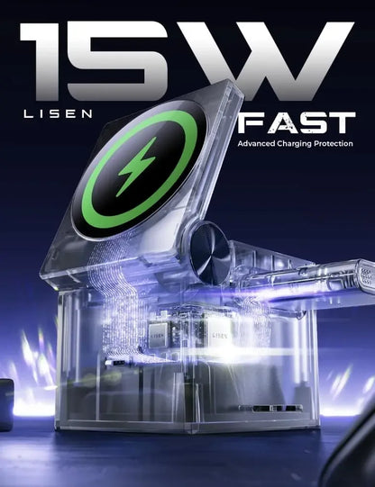 LISEN 3 in 1 Wireless Charging Station Cube - Ultimate Travel Charger for iPhone 15 Pro Max, AirPods, and Apple Watch
