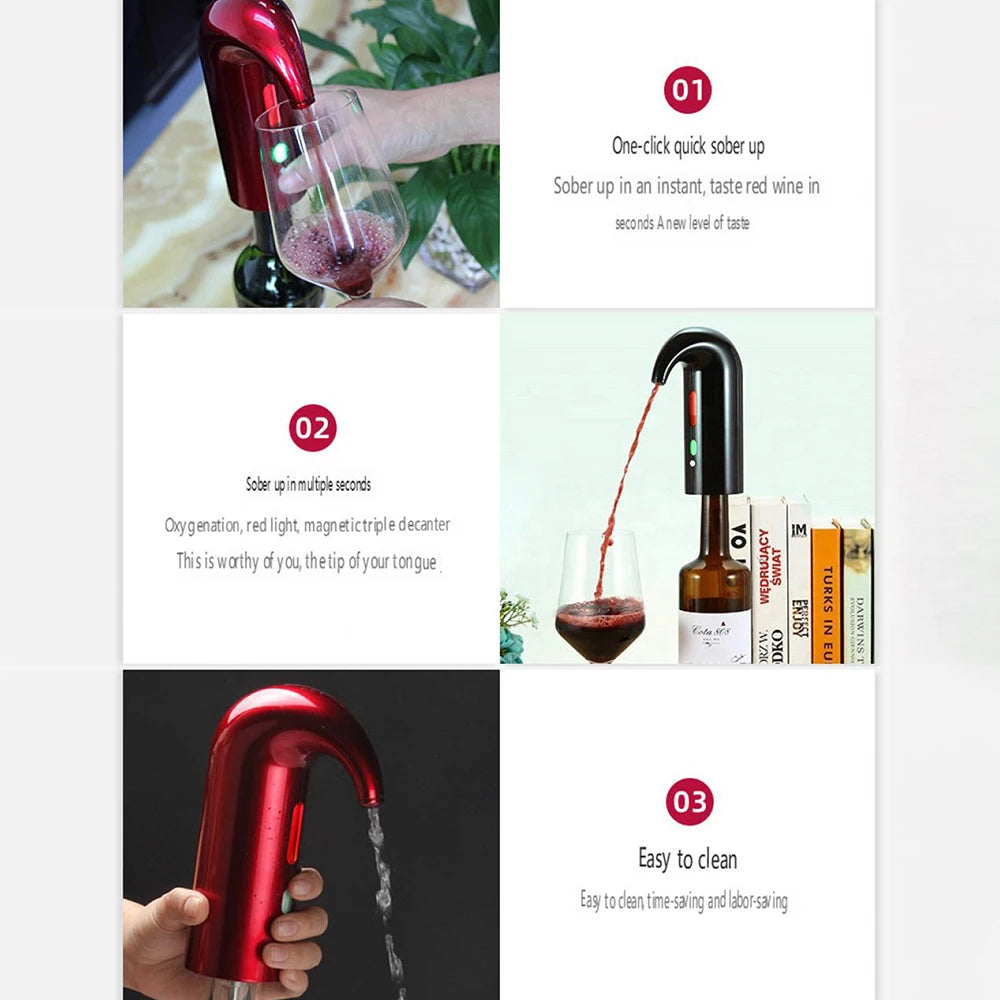 Electric Wine Decanters Smart Wine Pourer USB Charging Auto Drinks Dispenser Quick Automatic Red Wine Aerator Supplies Bar Tools