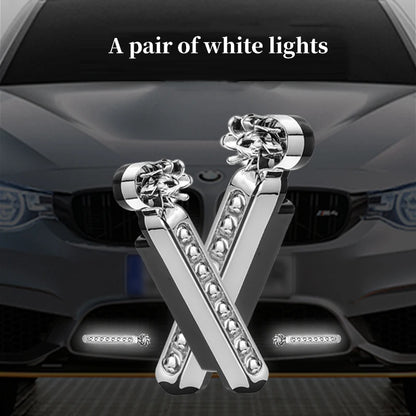 Illuminate Your Ride: 2Pcs Wind-Powered LED Daytime Running Light with Rotating Fan for Cars