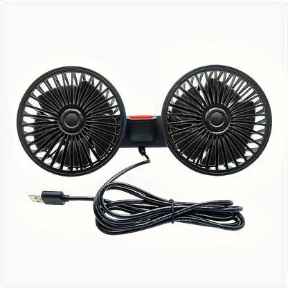 Revolutionary 360° Adjustable Car Fan - 3-Speed USB Charging Dual Head Cooling Solution for Your Car and Home