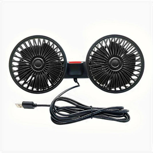 Revolutionary 360° Adjustable Car Fan - 3-Speed USB Charging Dual Head Cooling Solution for Your Car and Home