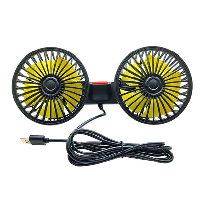 Revolutionary 360° Adjustable Car Fan - 3-Speed USB Charging Dual Head Cooling Solution for Your Car and Home