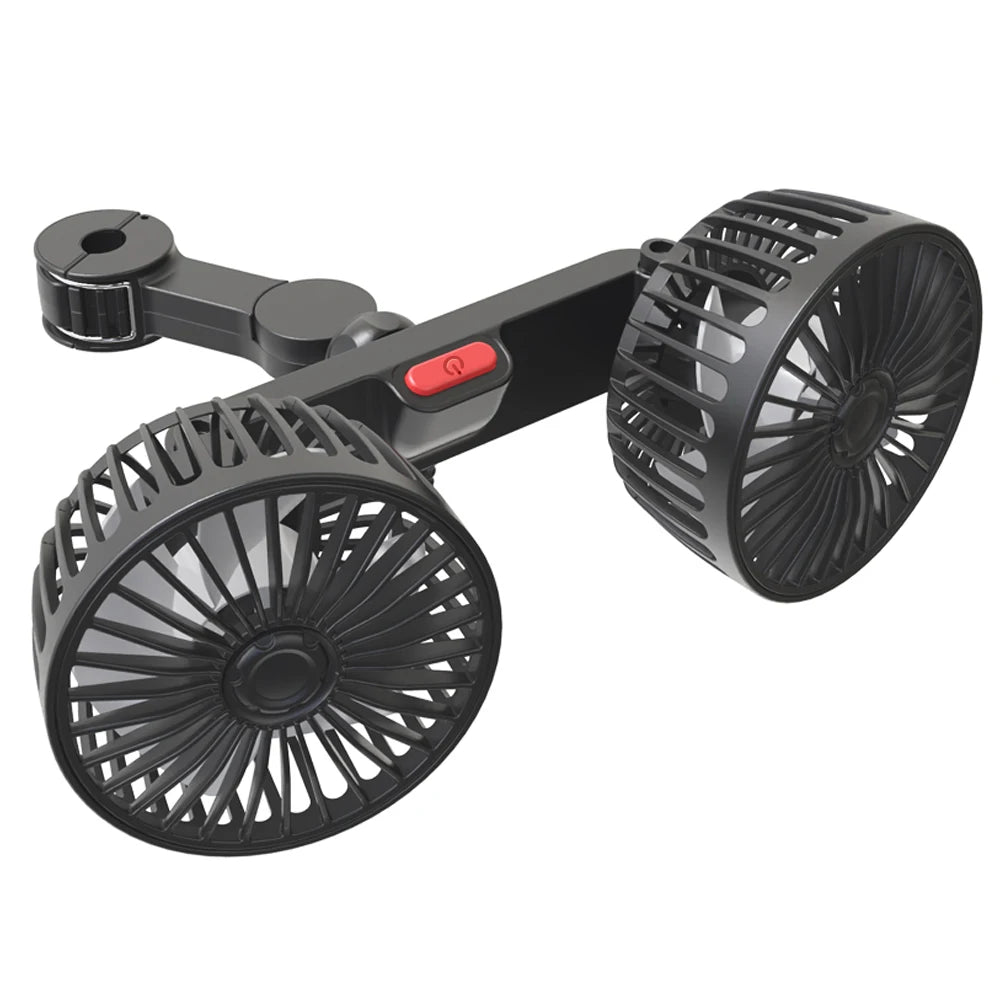 Revolutionary 360° Adjustable Car Fan - 3-Speed USB Charging Dual Head Cooling Solution for Your Car and Home