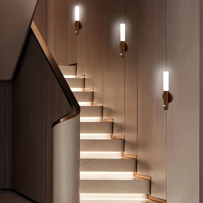 Illuminate Your Space with the Smart Motion Sensor LED Rechargeable Magnetic Wall Lamp - Perfect for Hallways, Bedrooms, Stairs, and Bathrooms!