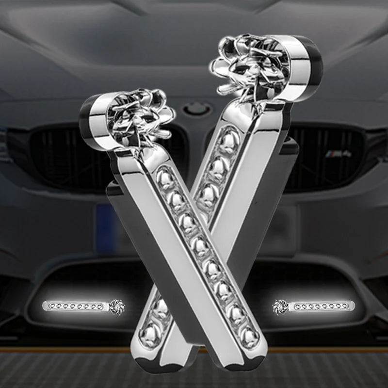 Illuminate Your Ride: 2Pcs Wind-Powered LED Daytime Running Light with Rotating Fan for Cars