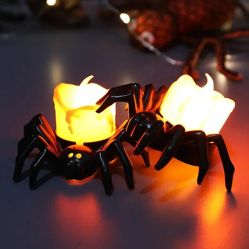 Transform Your Halloween with 3/12/24Pcs Spooky LED Spider Night Lights - Perfect for Parties and Decor!