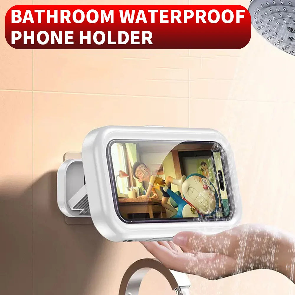 Transform Your Shower Experience with the 1PC Waterproof Phone Storage Box – Perfect for Watching TV Shows While You Shower!